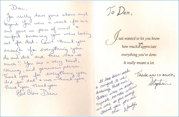 Handwritten note from Stephen