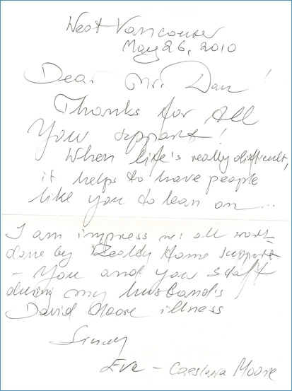 Handwritten note from Eve