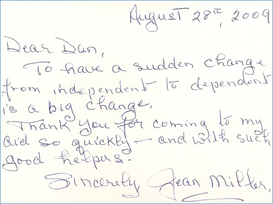 Handwritten note from Jean